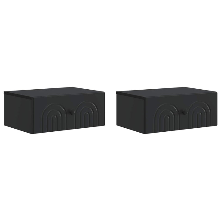 Væghængt Natbord 2 pcs Sort 49 x 34,5 x 20 cm Konstrueret træ