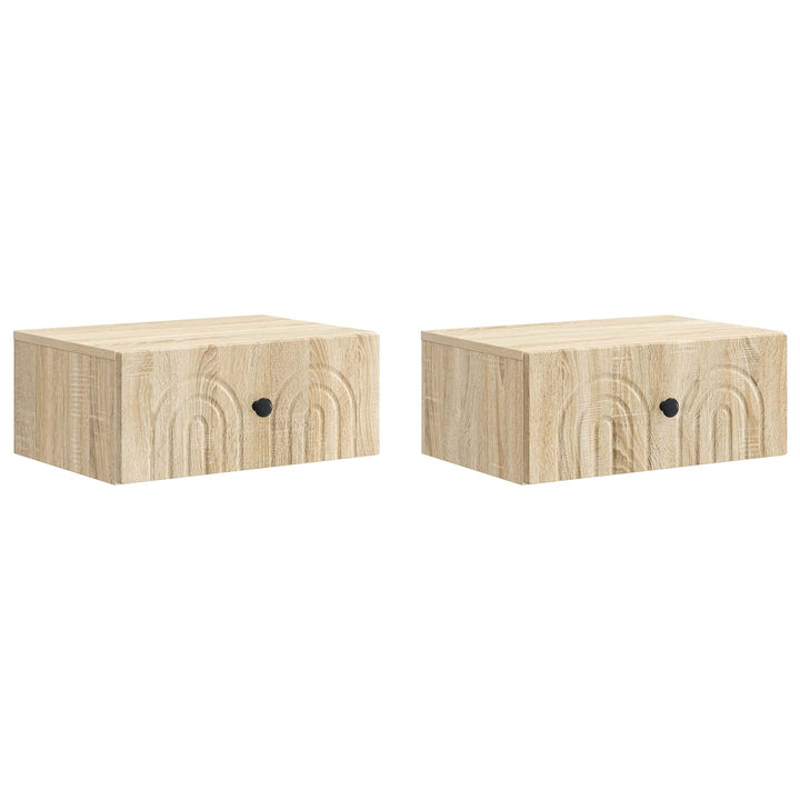Væghængt Natbord med skuffe 2 pcs Sonoma-eg 49 x 34,5 x 20 cm