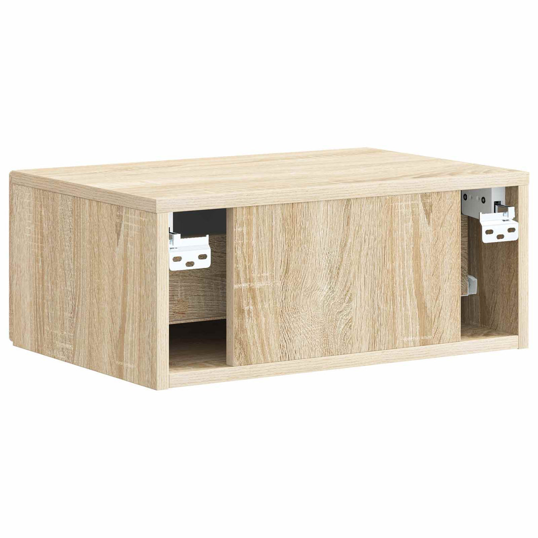 Væghængt Natbord med skuffe 2 pcs Sonoma-eg 49 x 34,5 x 20 cm