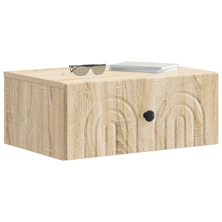 Væghængt Natbord med skuffe 2 pcs Sonoma-eg 49 x 34,5 x 20 cm