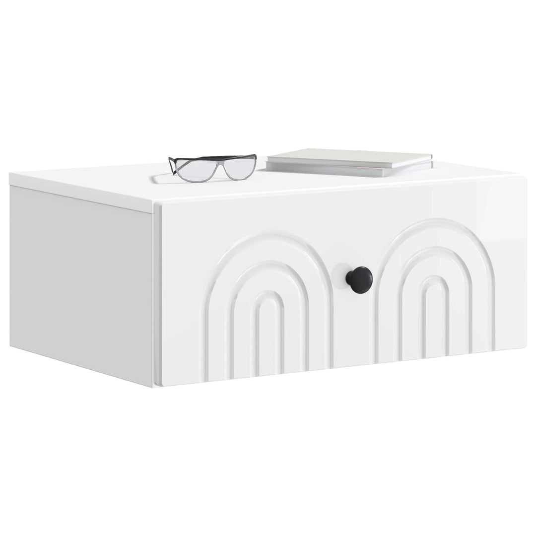 Væghængt Natbord 2 pcs Hvid højglans 49 x 34,5 x 20 cm