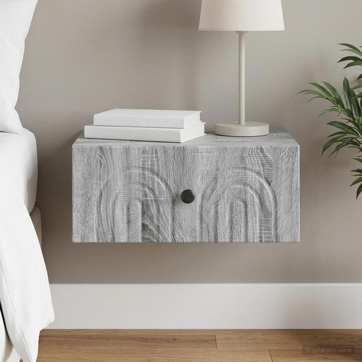 Væghængt Natbord med skuffe Grå sonoma-eg 49 x 34,5 x 20 cm
