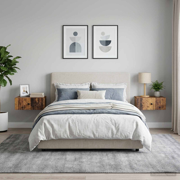Væghængt Natbord med skuffe 2 pcs Gammelt træ 49 x 34,5 x 20 cm