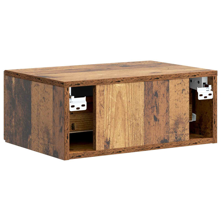 Væghængt Natbord med skuffe 2 pcs Gammelt træ 49 x 34,5 x 20 cm