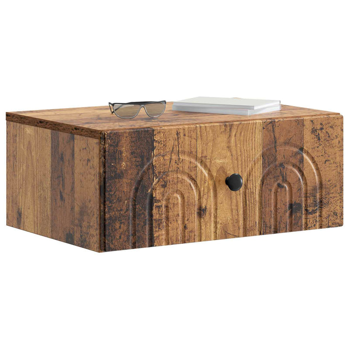 Væghængt Natbord med skuffe 2 pcs Gammelt træ 49 x 34,5 x 20 cm
