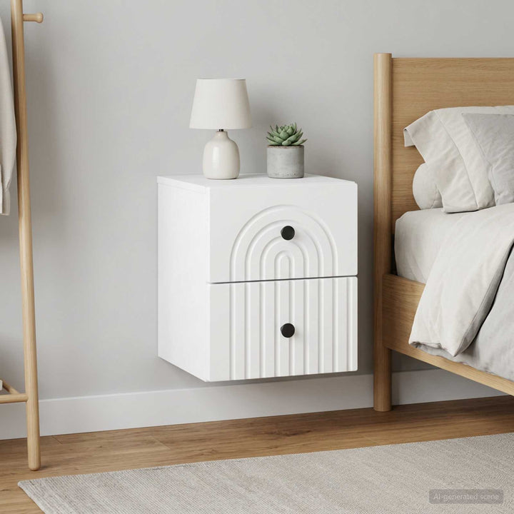 Væghængt Natbord 2 pcs Hvid 33 x 34,5 x 40 cm Konstrueret træ