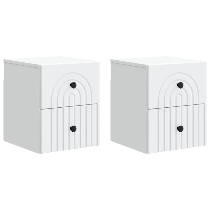 Væghængt Natbord 2 pcs Hvid 33 x 34,5 x 40 cm Konstrueret træ