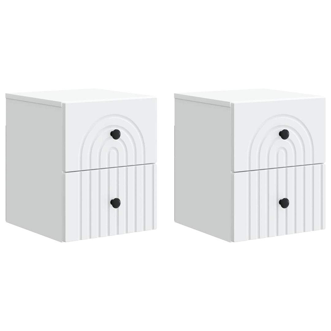 Væghængt Natbord 2 pcs Hvid 33 x 34,5 x 40 cm Konstrueret træ