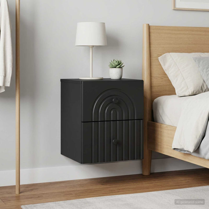 Væghængt Natbord 2 pcs Sort 33 x 34,5 x 40 cm Konstrueret træ