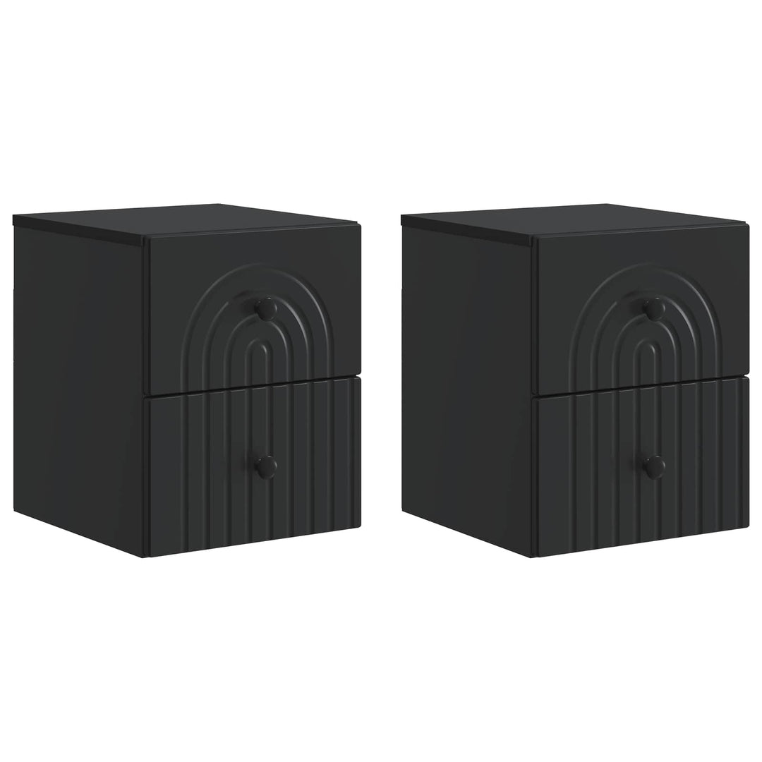 Væghængt Natbord 2 pcs Sort 33 x 34,5 x 40 cm Konstrueret træ
