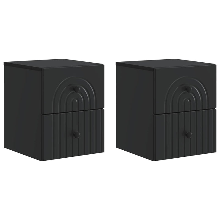Væghængt Natbord 2 pcs Sort 33 x 34,5 x 40 cm Konstrueret træ