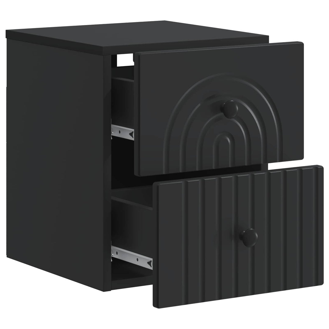 Væghængt Natbord 2 pcs Sort 33 x 34,5 x 40 cm Konstrueret træ