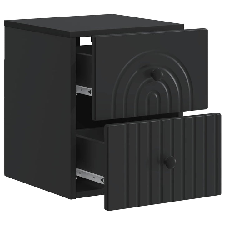 Væghængt Natbord 2 pcs Sort 33 x 34,5 x 40 cm Konstrueret træ