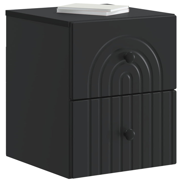 Væghængt Natbord 2 pcs Sort 33 x 34,5 x 40 cm Konstrueret træ