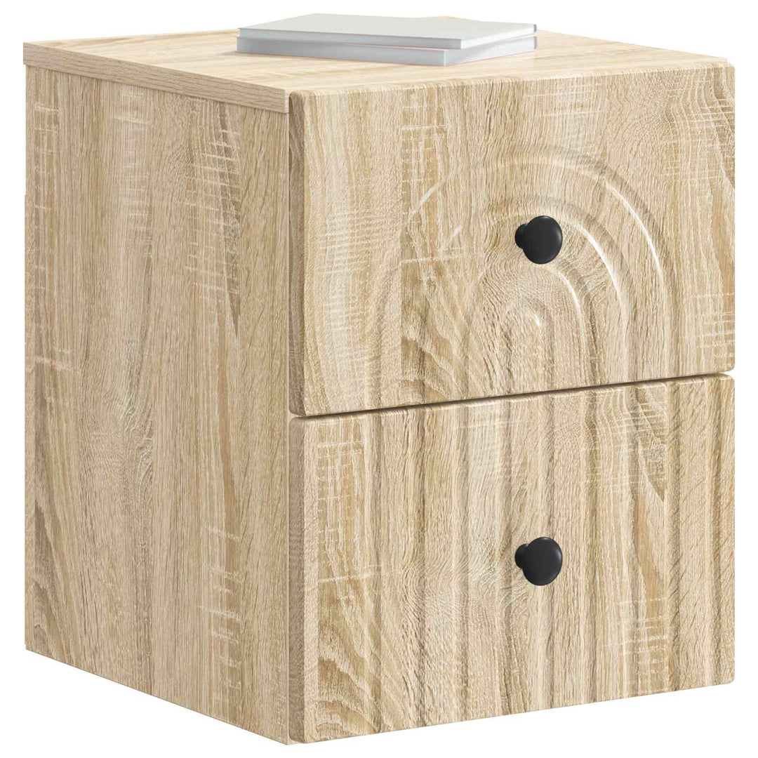 Væghængt Natbord Sonoma-eg 33 x 34,5 x 40 cm Konstrueret træ