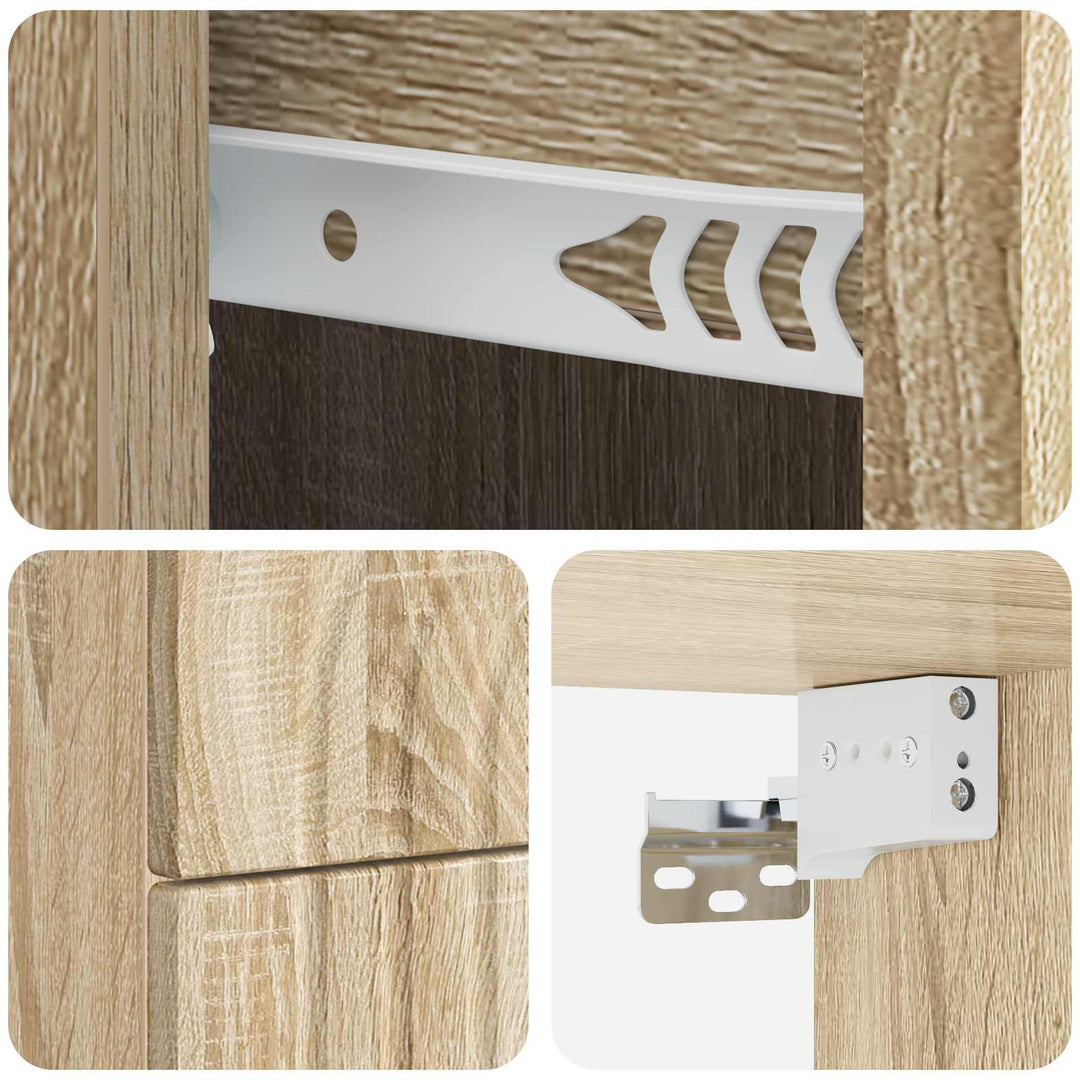 Væghængt Natbord med skuffe 2 pcs Sonoma-eg 33 x 34,5 x 40 cm