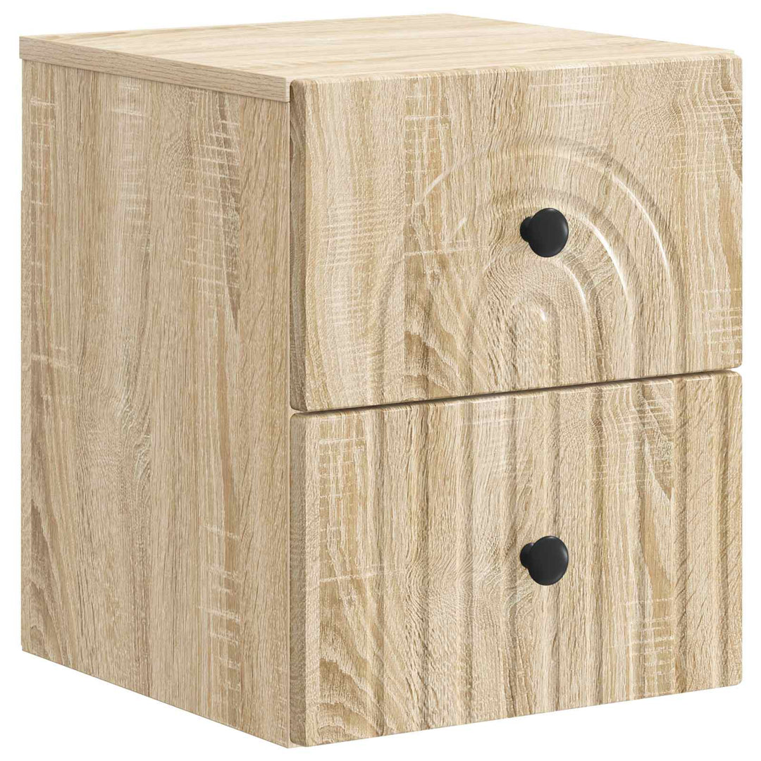 Væghængt Natbord med skuffe 2 pcs Sonoma-eg 33 x 34,5 x 40 cm