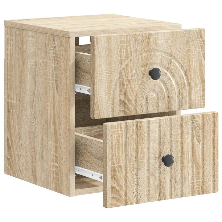 Væghængt Natbord med skuffe 2 pcs Sonoma-eg 33 x 34,5 x 40 cm
