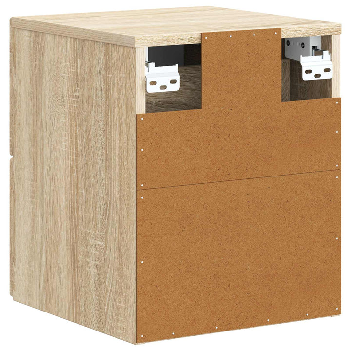 Væghængt Natbord med skuffe 2 pcs Sonoma-eg 33 x 34,5 x 40 cm