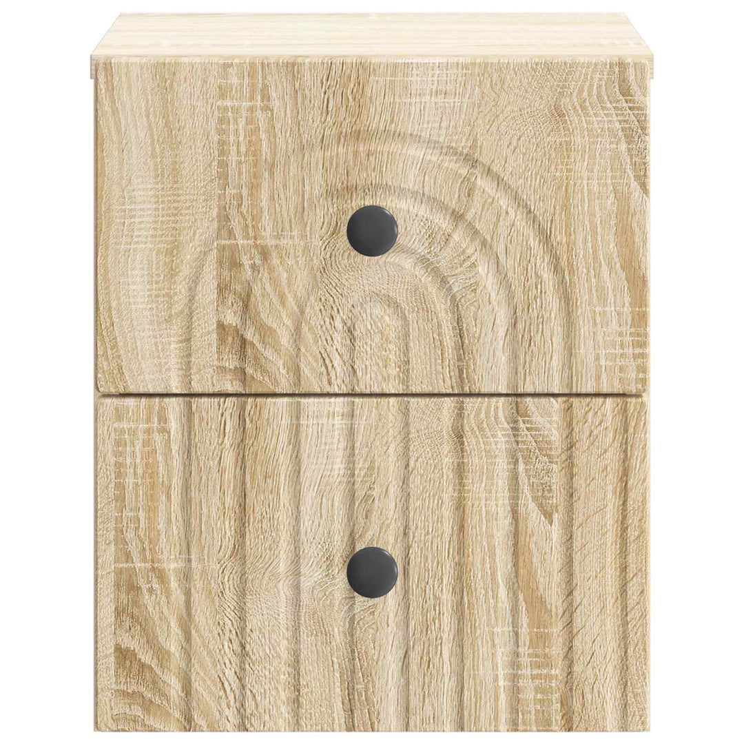 Væghængt Natbord med skuffe 2 pcs Sonoma-eg 33 x 34,5 x 40 cm