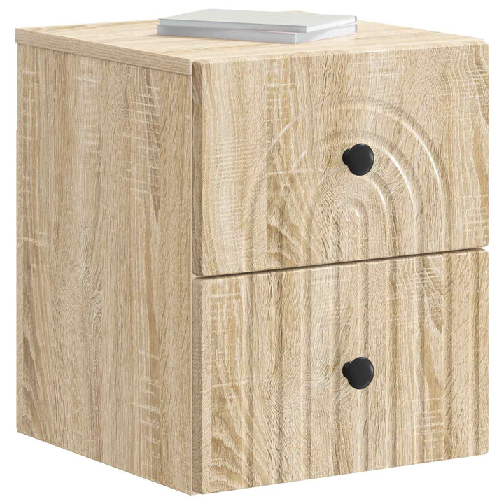 Væghængt Natbord med skuffe 2 pcs Sonoma-eg 33 x 34,5 x 40 cm