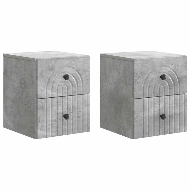 Væghængt Natbord med skuffe 2 pcs Betongrå 33 x 34,5 x 40 cm