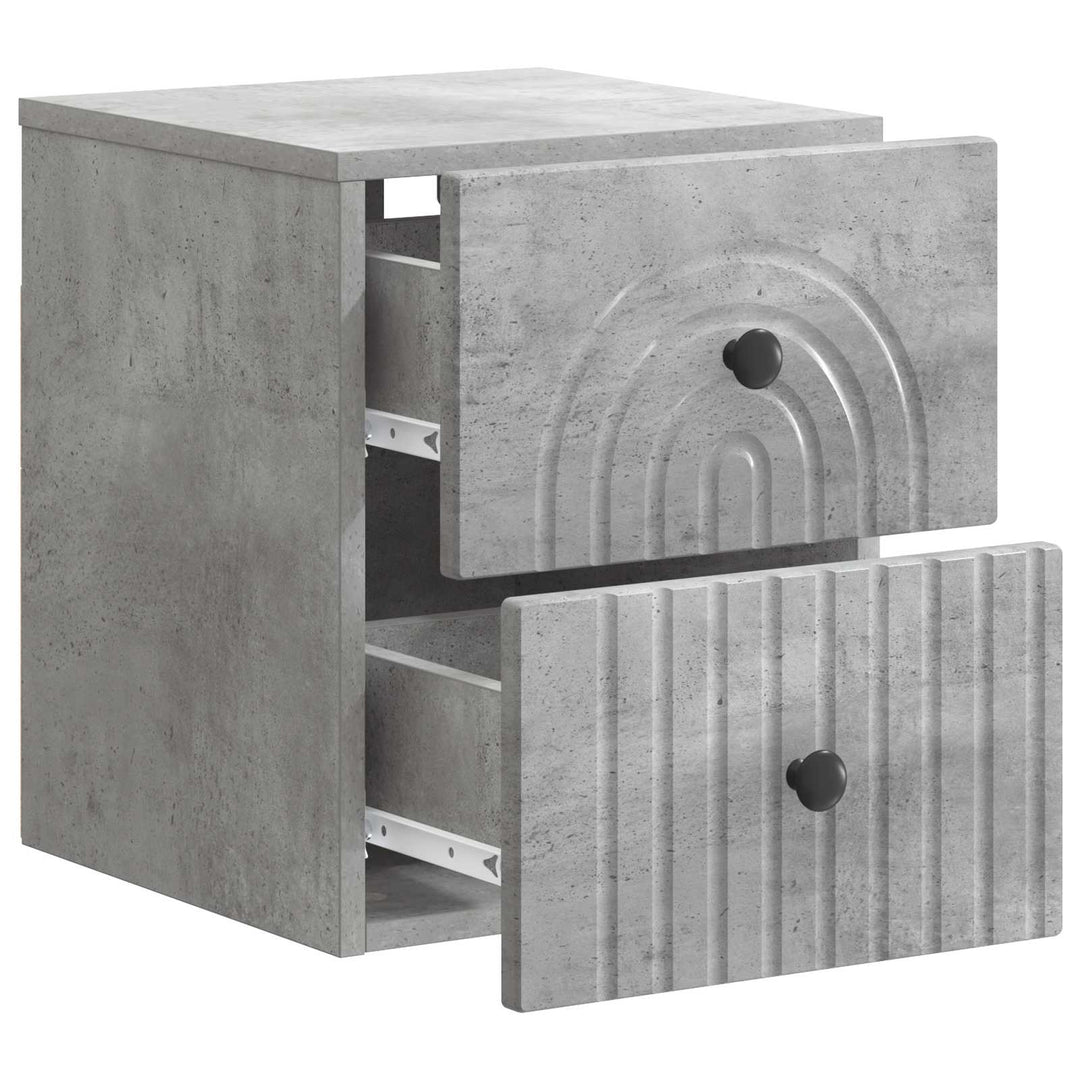 Væghængt Natbord med skuffe 2 pcs Betongrå 33 x 34,5 x 40 cm