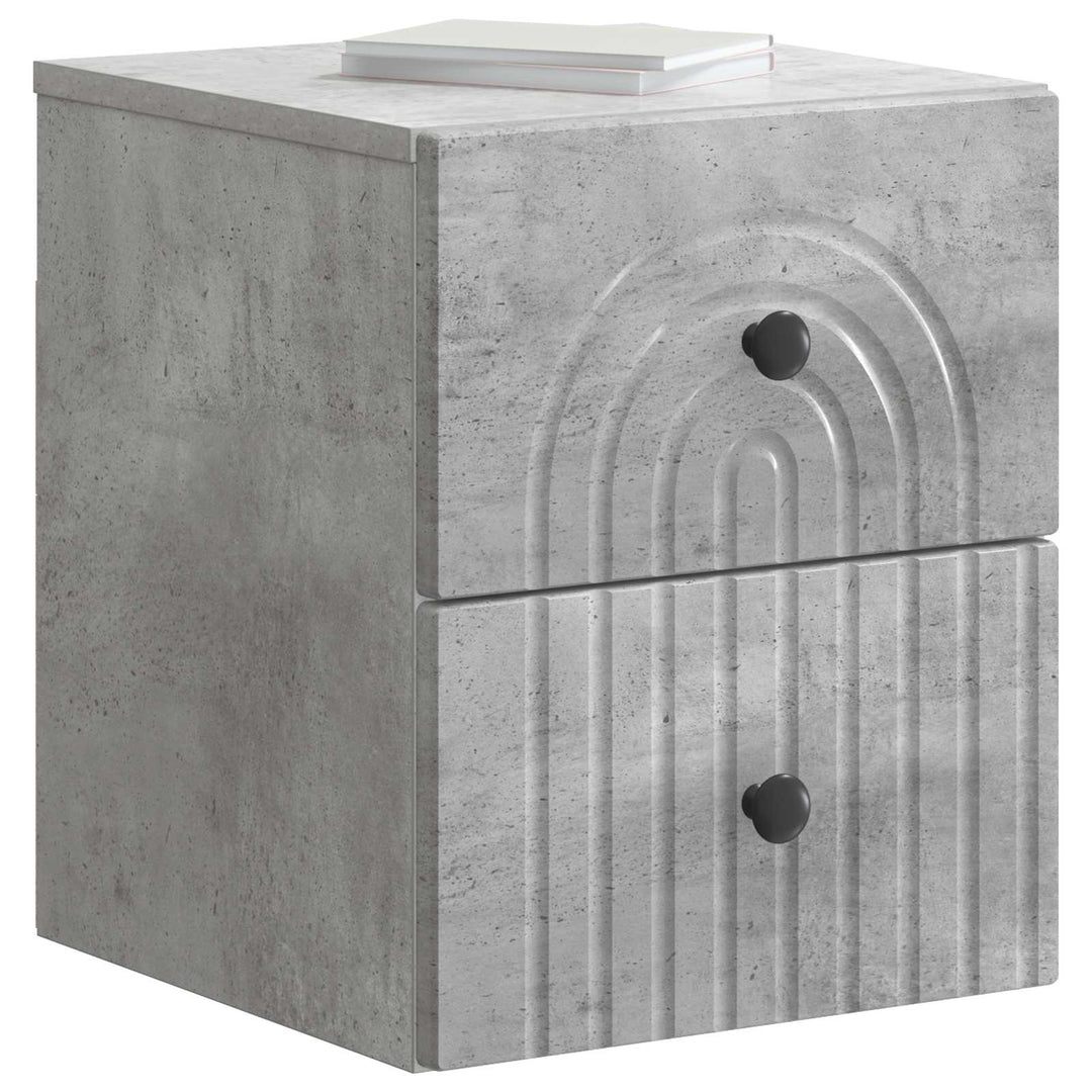 Væghængt Natbord med skuffe 2 pcs Betongrå 33 x 34,5 x 40 cm