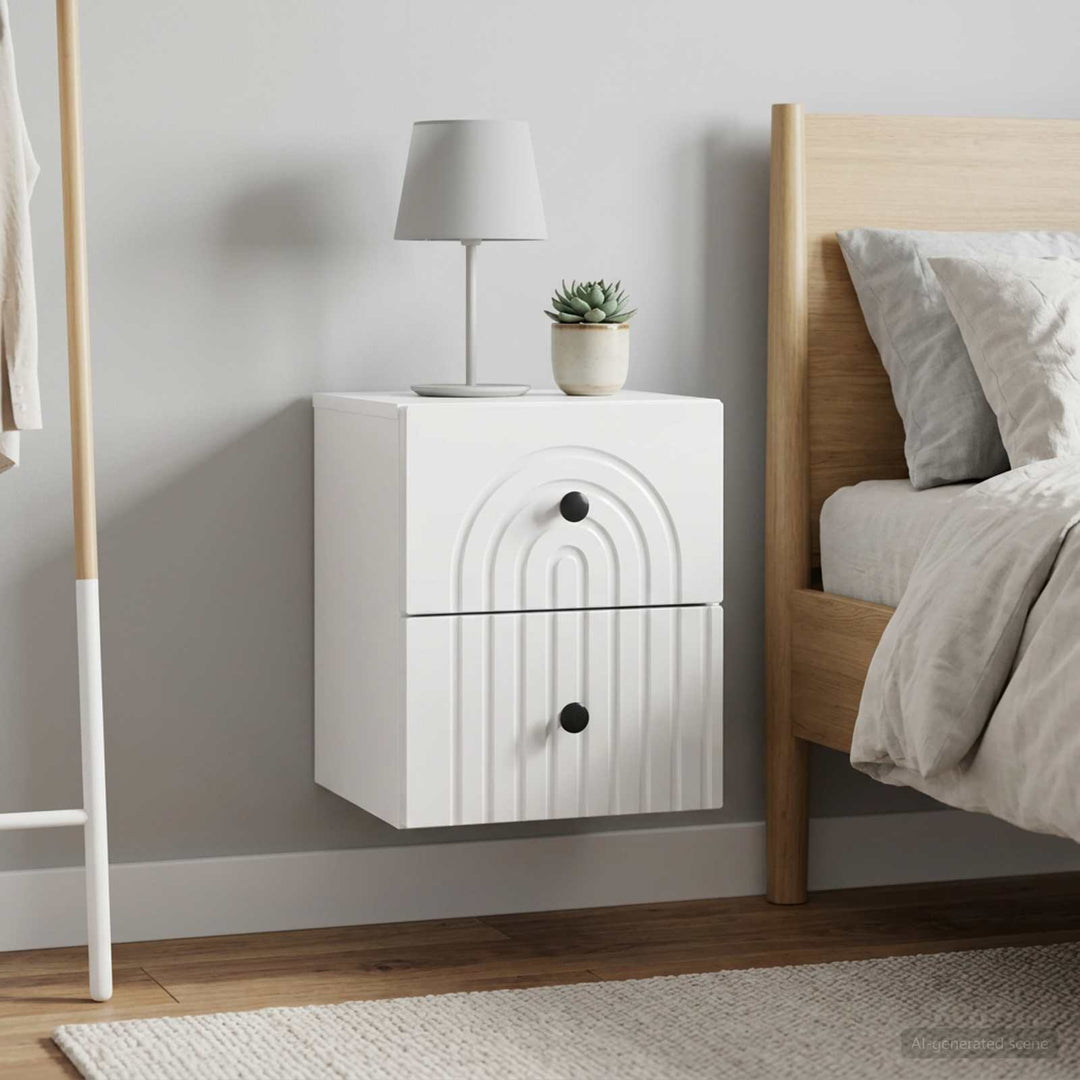 Væghængt Natbord 2 pcs Hvid højglans 33 x 34,5 x 40 cm