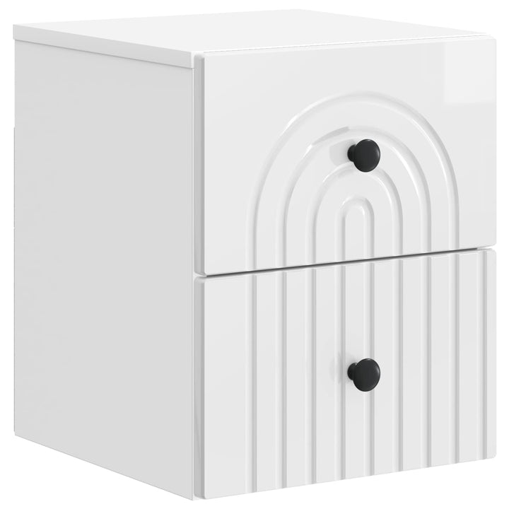 Væghængt Natbord 2 pcs Hvid højglans 33 x 34,5 x 40 cm
