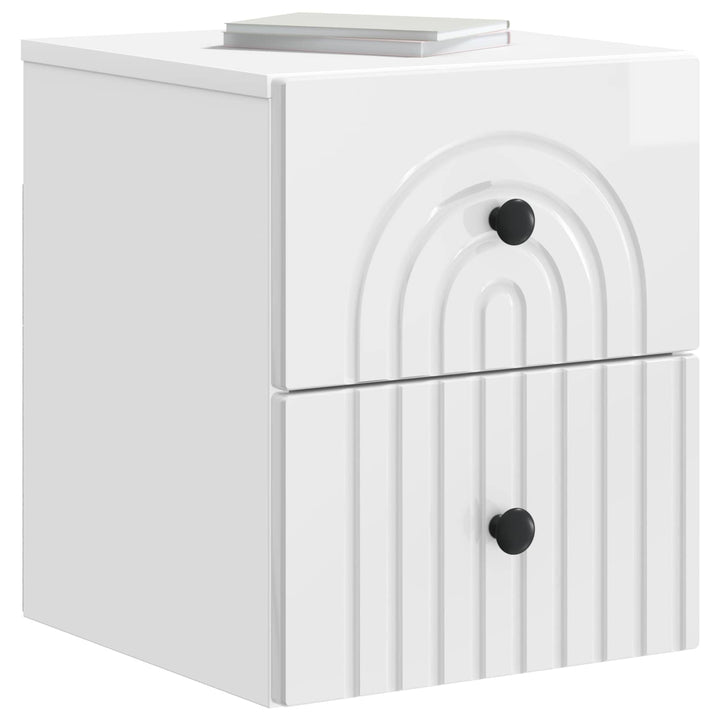 Væghængt Natbord 2 pcs Hvid højglans 33 x 34,5 x 40 cm