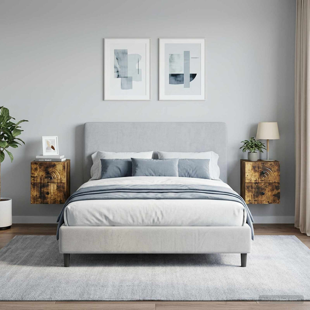 Væghængt Natbord med skuffe 2 pcs Røget eg 33 x 34,5 x 40 cm