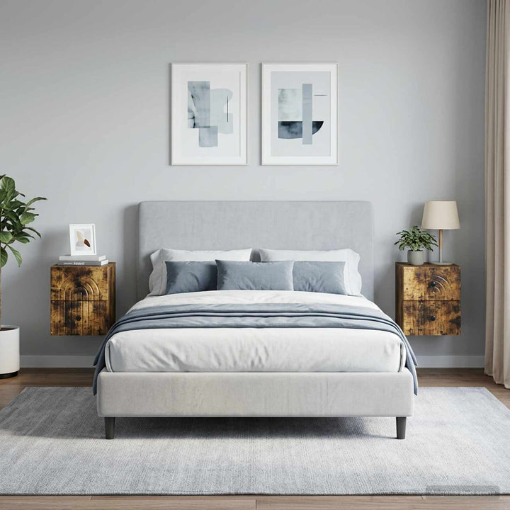 Væghængt Natbord med skuffe 2 pcs Røget eg 33 x 34,5 x 40 cm
