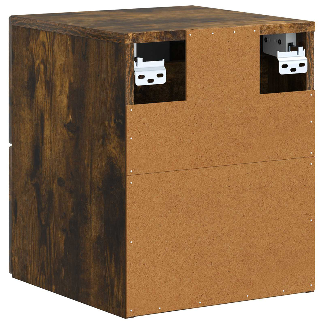 Væghængt Natbord med skuffe 2 pcs Røget eg 33 x 34,5 x 40 cm