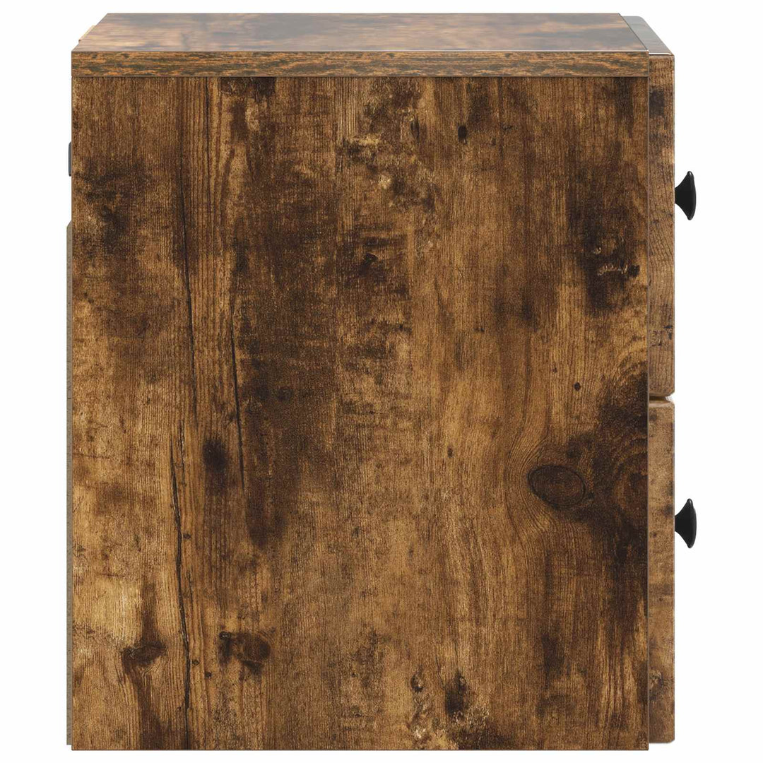 Væghængt Natbord med skuffe 2 pcs Røget eg 33 x 34,5 x 40 cm