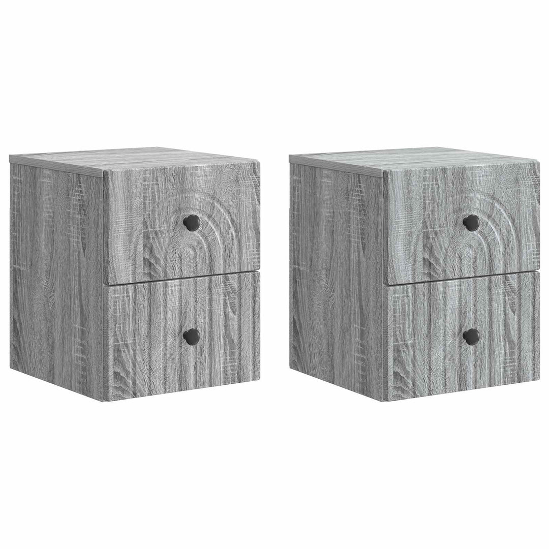 Væghængt Natbord 2 pcs Grå sonoma-eg 33 x 34,5 x 40 cm