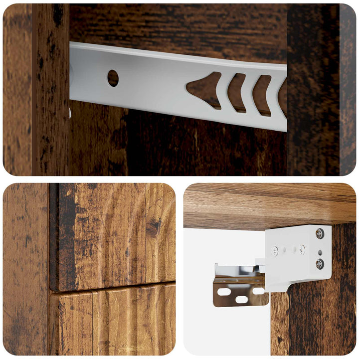 Væghængt Natbord med skuffe 2 pcs Gammelt træ 33 x 34,5 x 40 cm