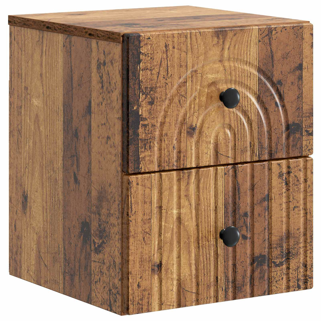 Væghængt Natbord med skuffe 2 pcs Gammelt træ 33 x 34,5 x 40 cm