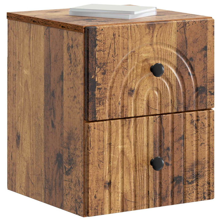 Væghængt Natbord med skuffe 2 pcs Gammelt træ 33 x 34,5 x 40 cm