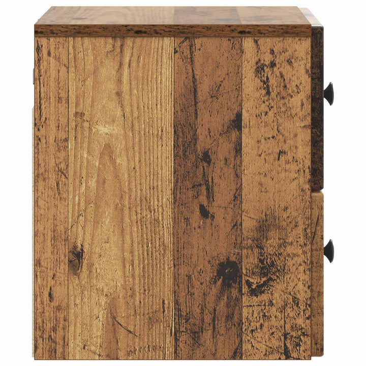 Væghængt Natbord med skuffe 2 pcs Gammelt træ 33 x 34,5 x 40 cm