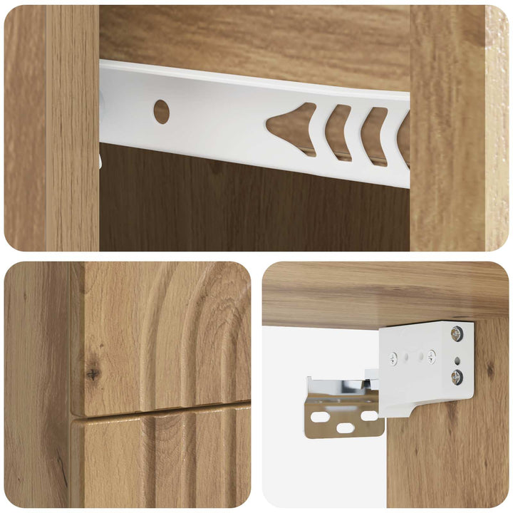 Væghængt Natbord med skuffe 2 pcs Artisan-eg 33 x 34,5 x 40 cm