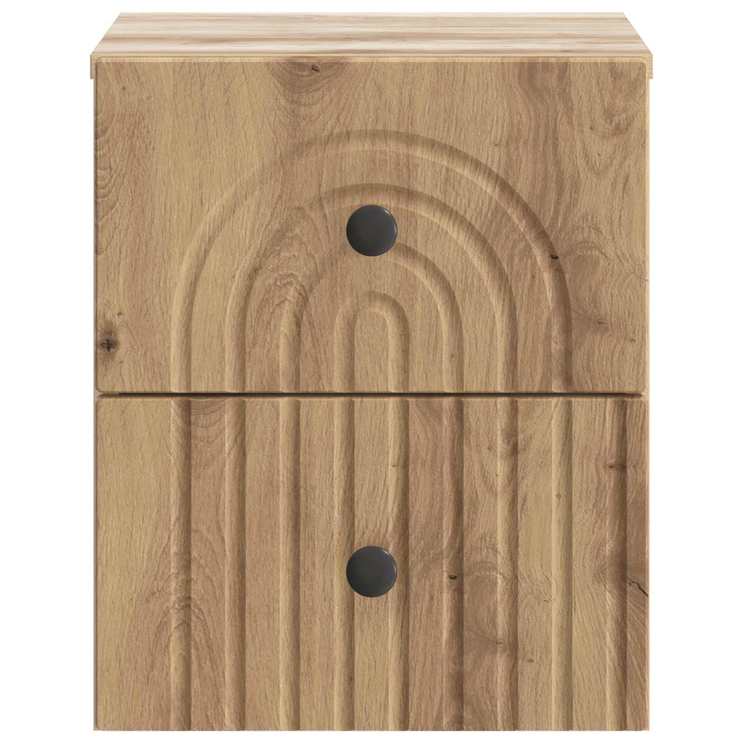 Væghængt Natbord med skuffe 2 pcs Artisan-eg 33 x 34,5 x 40 cm