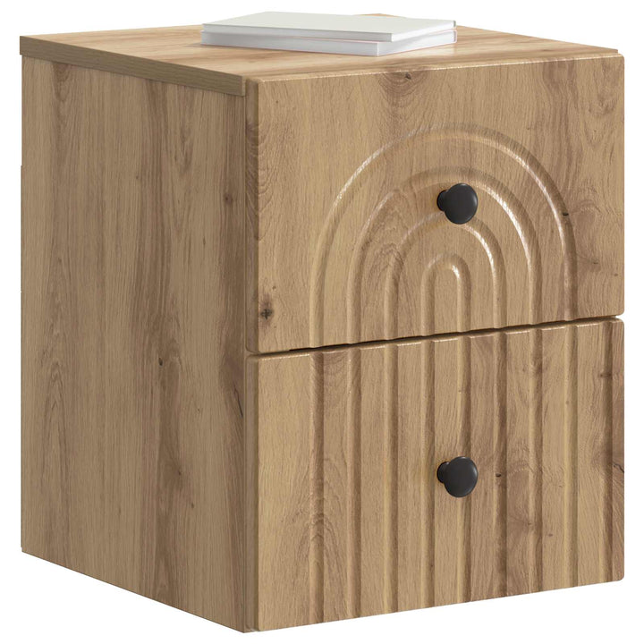 Væghængt Natbord med skuffe 2 pcs Artisan-eg 33 x 34,5 x 40 cm