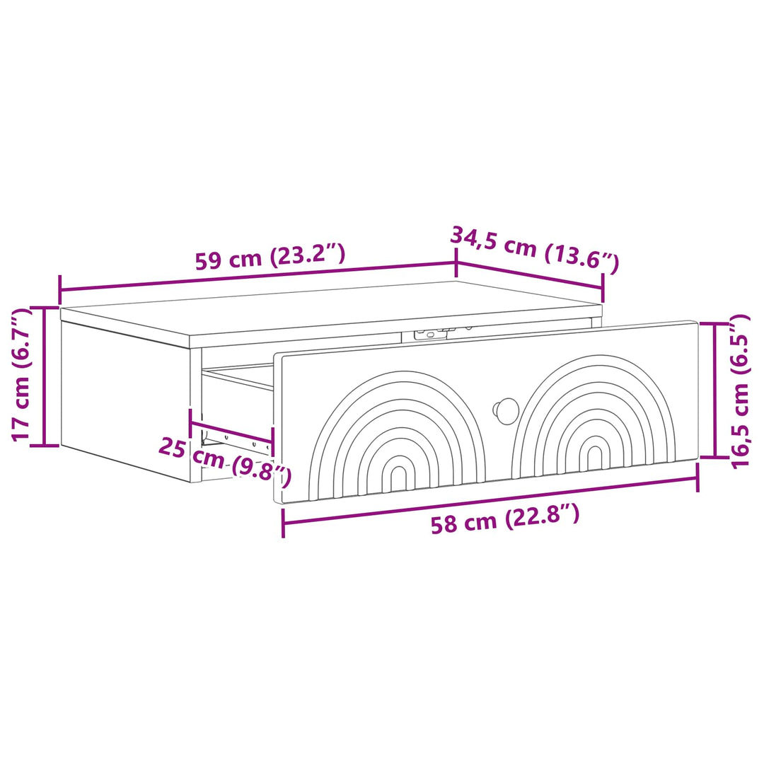Væghængt Sideskab Hvid 59 x 34,5 x 17 cm Konstrueret træ
