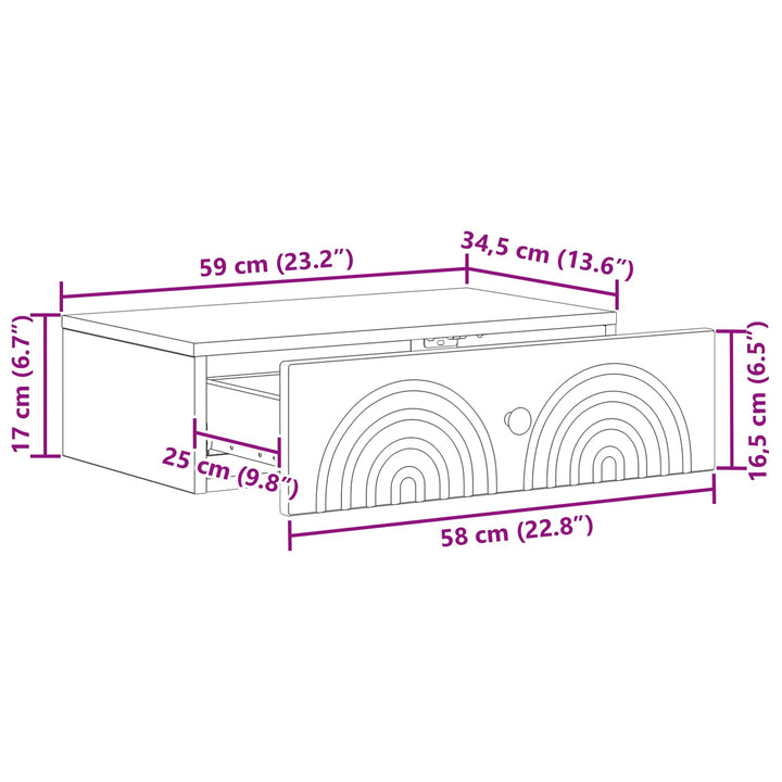 Væghængt Sideskab 59 x 34,5 x 17 cm Konstrueret træ Gammelt træ