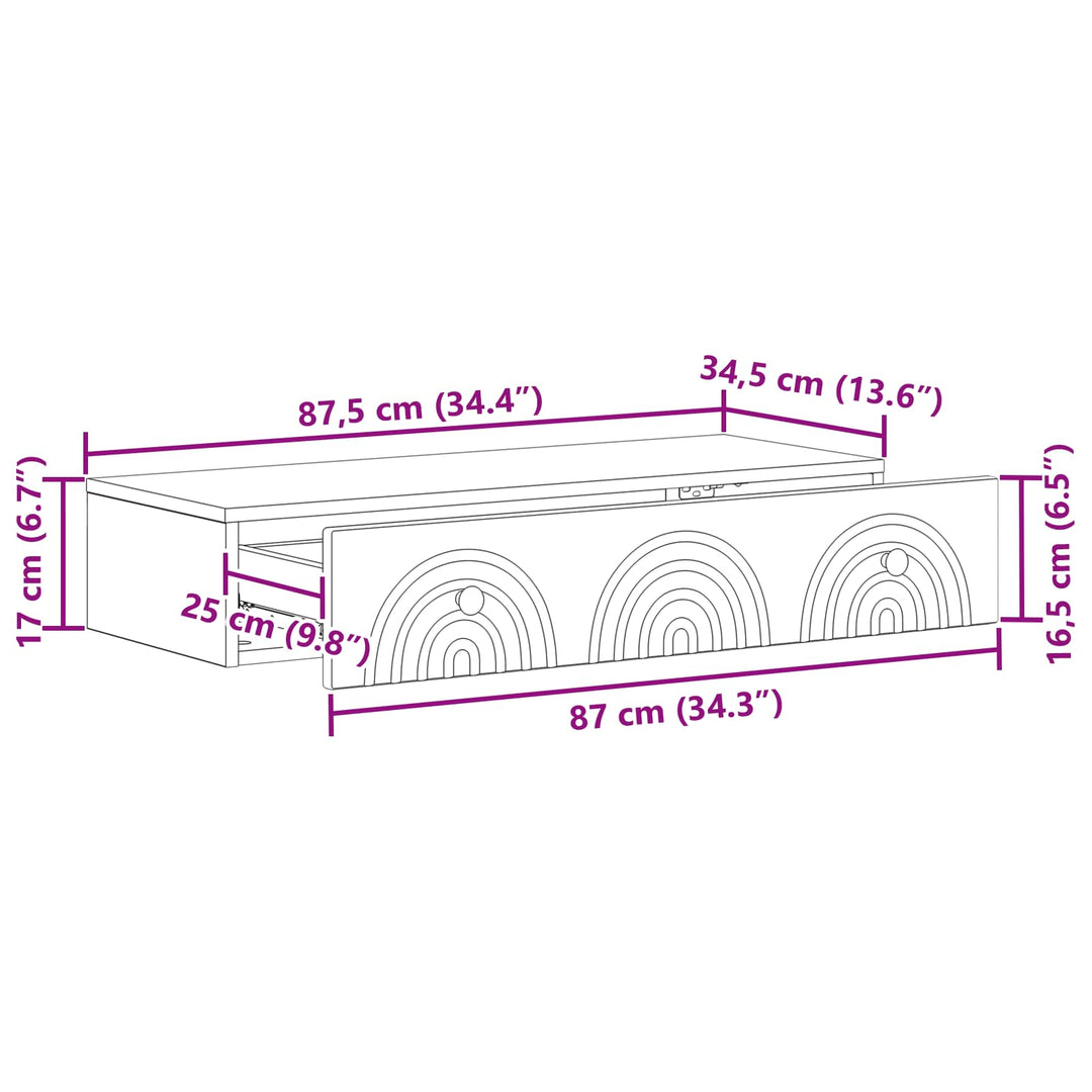 Væghængt Sideskab Hvid 87,5 x 34,5 x 17 cm Konstrueret træ