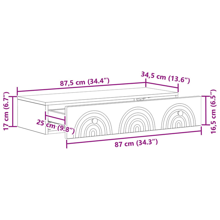 Væghængt Sideskab 87,5 x 34,5 x 17 cm Konstrueret træ Sort