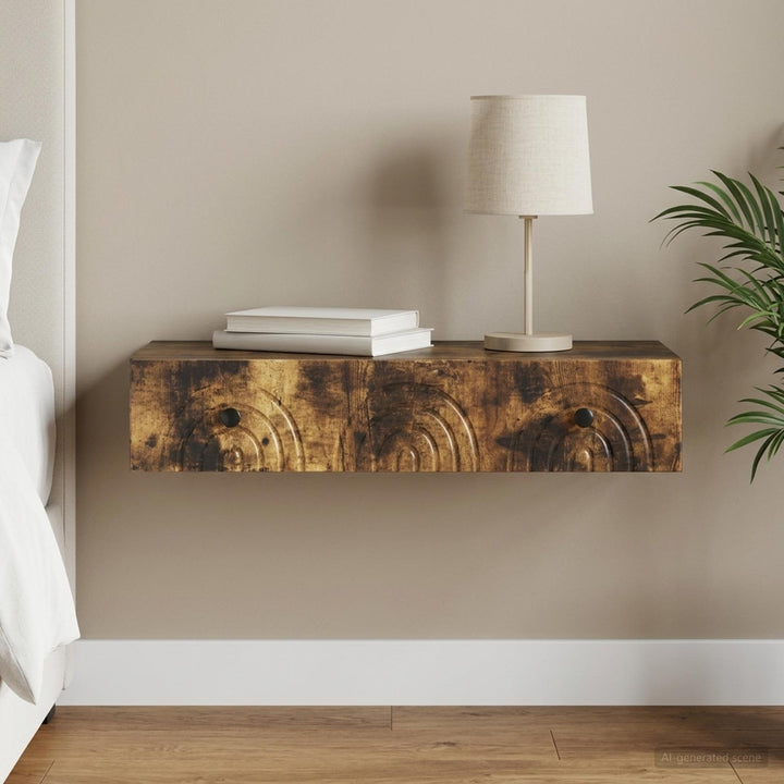 Væghængt Sideskab 87,5 x 34,5 x 17 cm Konstrueret træ Røget eg