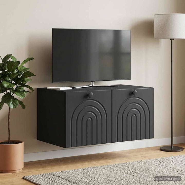 Væghængt TV-skab Sort 59,5 x 41 x 30 cm Konstrueret træ