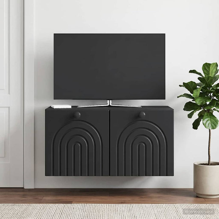 Væghængt TV-skab Sort 59,5 x 41 x 30 cm Konstrueret træ